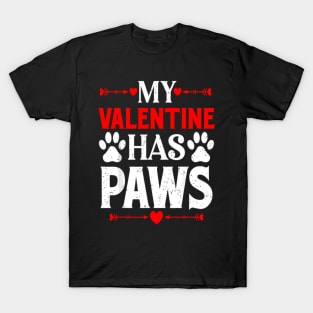 My Valentine Has Paws Funny Cat Dog Lover T-Shirt